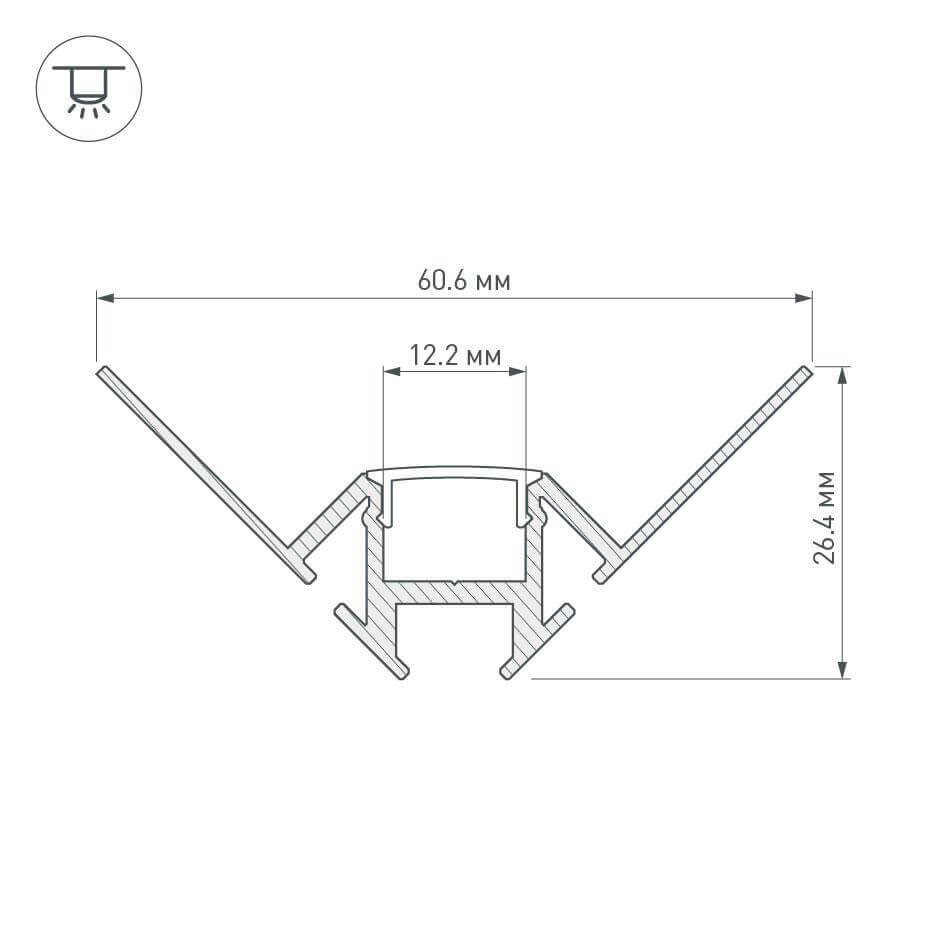 Профиль Arlight ARH-DECORE-S12-INT-2000 ANOD внутренний 023868 в Санкт-Петербурге