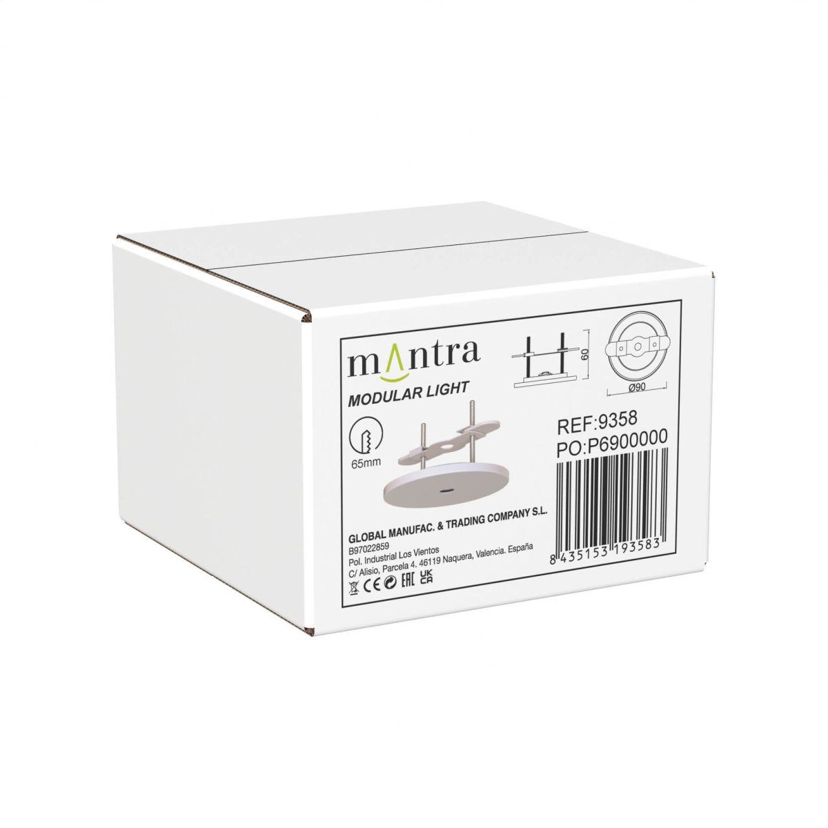 Основание потолочное утопленное 1L Mantra Modular Light Florones 9358 в #REGION_NAME_DECLINE_PP#