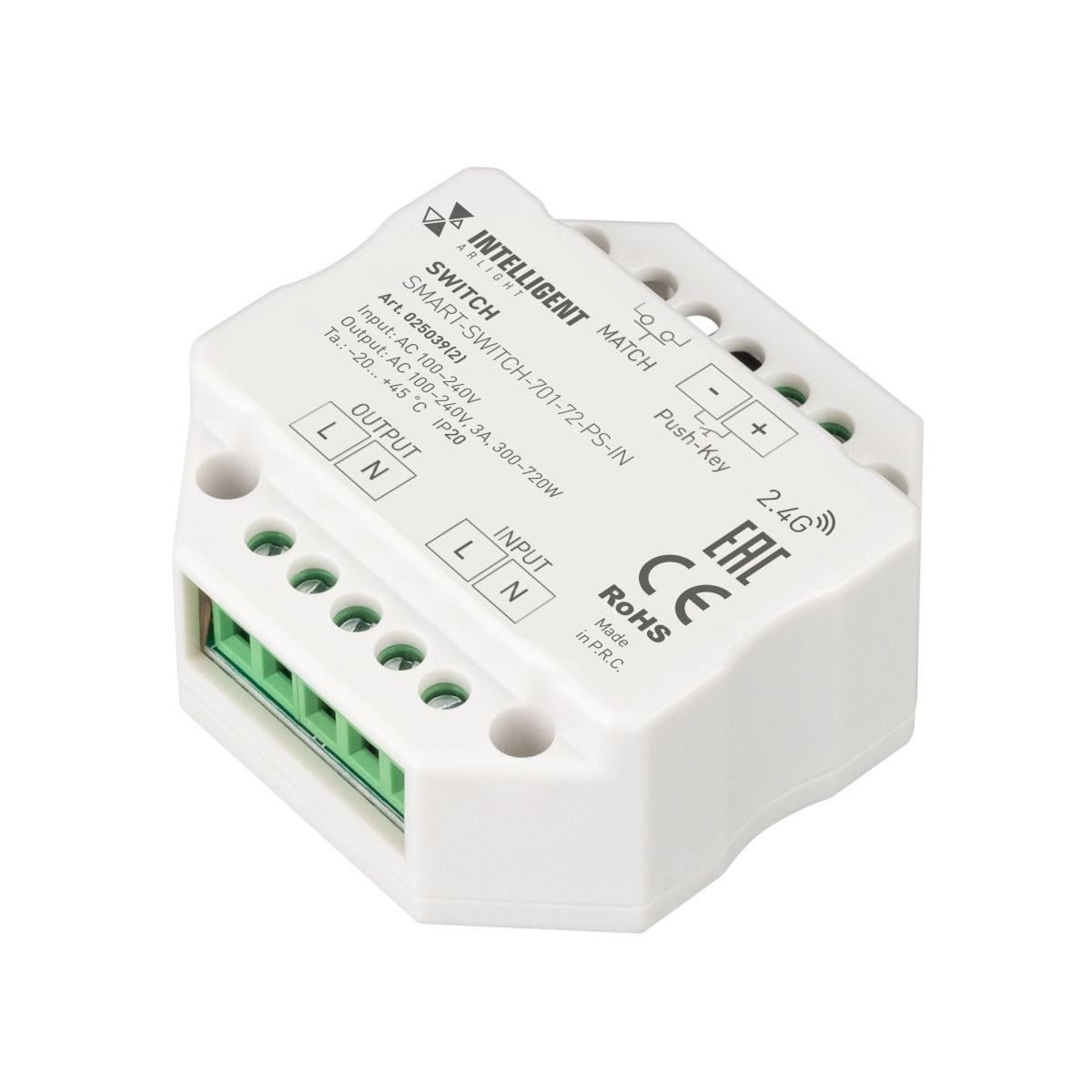 Релейный модуль Arlight SMART-SWITCH-701-72-PS-IN (230V, 1x3A, 2.4G) 025039(2) в Санкт-Петербурге