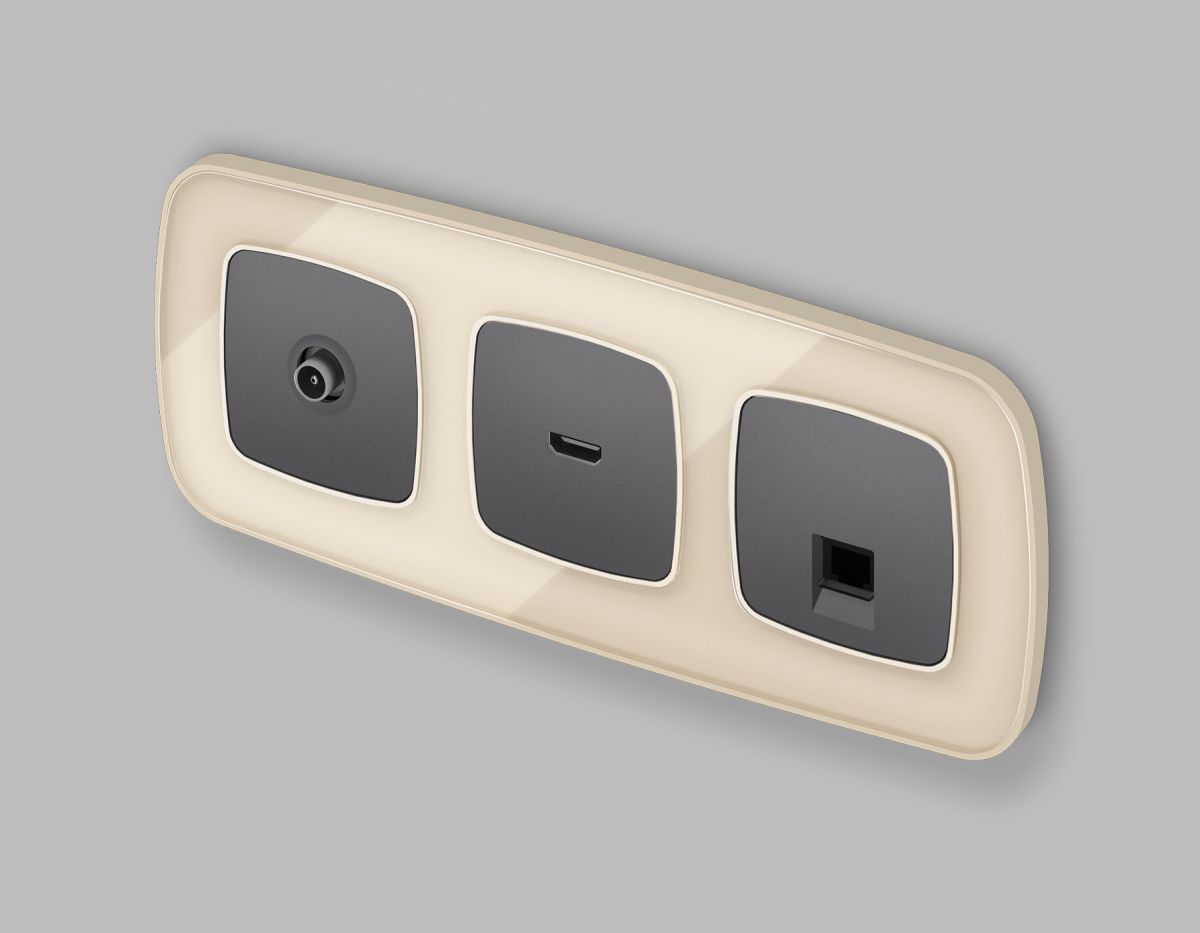 Комплект механизма компьютерной розетки Ambrella Volt RJ-45 (8P8C) CAT6A экранированной с автоматической защитной шторкой OMEGA MO662005 Антрацит серый QUANT (OP6620, VM185) в Санкт-Петербурге