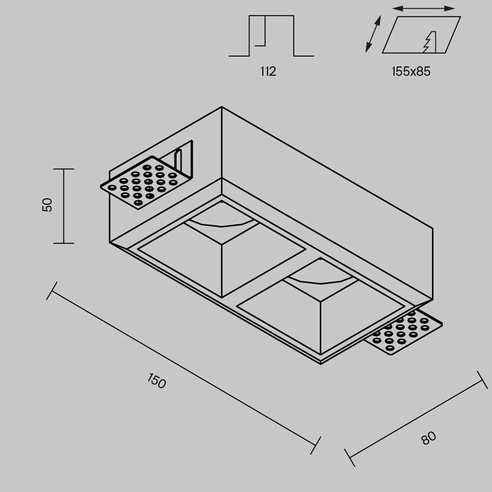 Встраиваемый светильник прямоугольный Maytoni Technical Gyps Modern DL131-GU10-02-W в #REGION_NAME_DECLINE_PP#