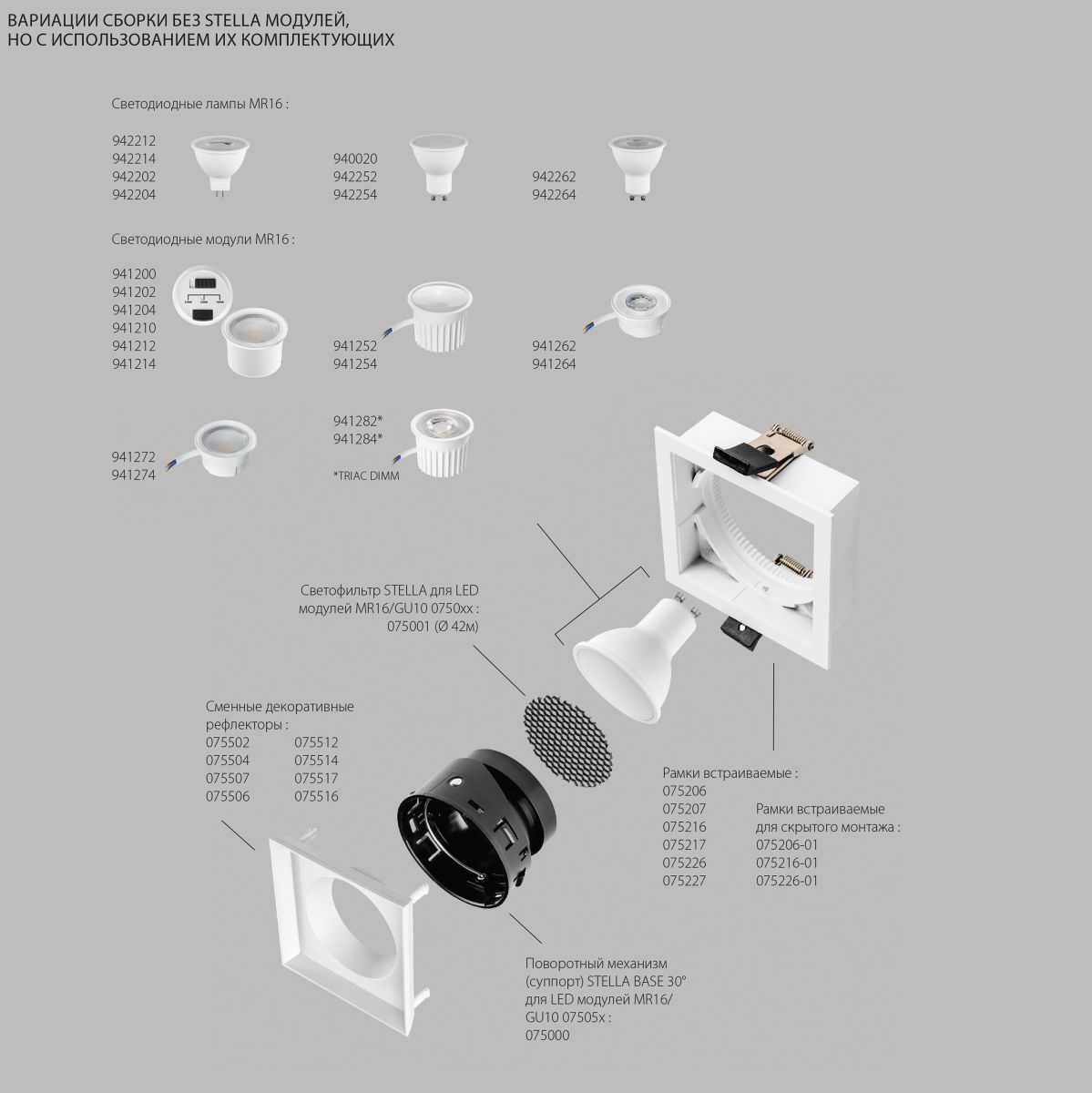 Рефлектор квадратный для рамок 07521х/07521X-01 и 07522х/07522X-01 Lightstar Stella 075516 в Санкт-Петербурге
