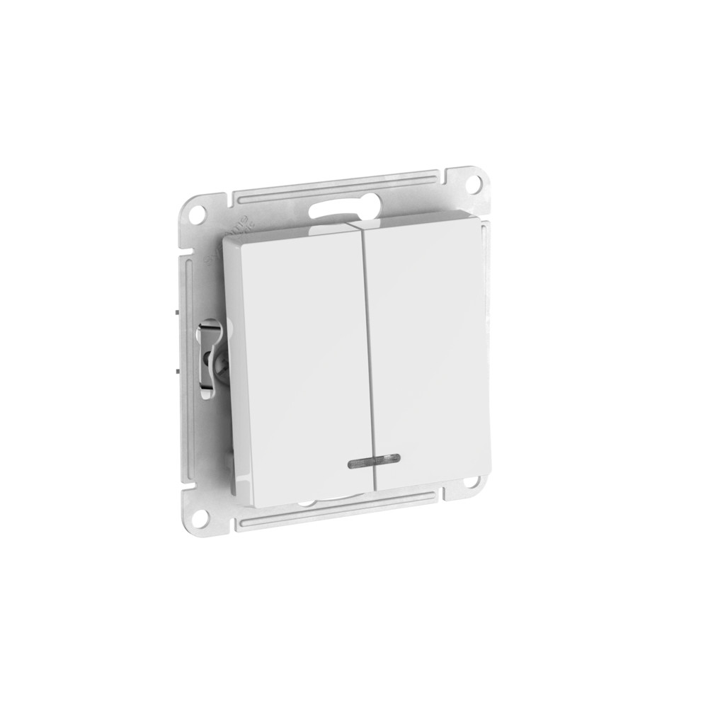 Выключатель 2-клавишный с подсвет.,сх.5а, 10АХ, Systeme Electric AtlasDesign Белый ATN000153S в Санкт-Петербурге