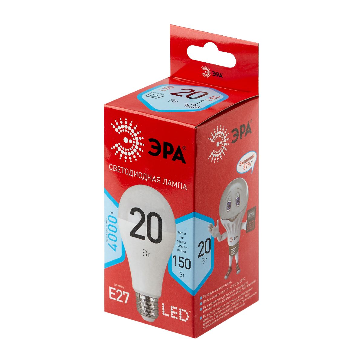 Лампа светодиодная Эра E27 20W 4000K LED A65-20W-840-E27 R Б0049637 в #REGION_NAME_DECLINE_PP#