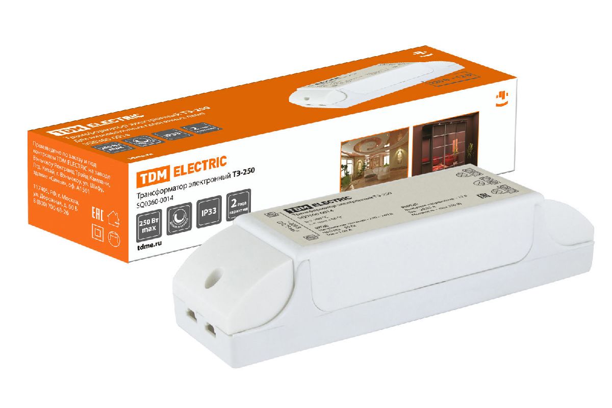 Трансформатор электронный диммируемый TDM Electric 12V 80-250W IP33 20,8A ТЭ-250 SQ0360-0014 в Санкт-Петербурге