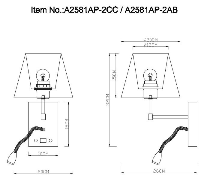 Бра Arte Lamp ELBA A2581AP-2CC в Санкт-Петербурге