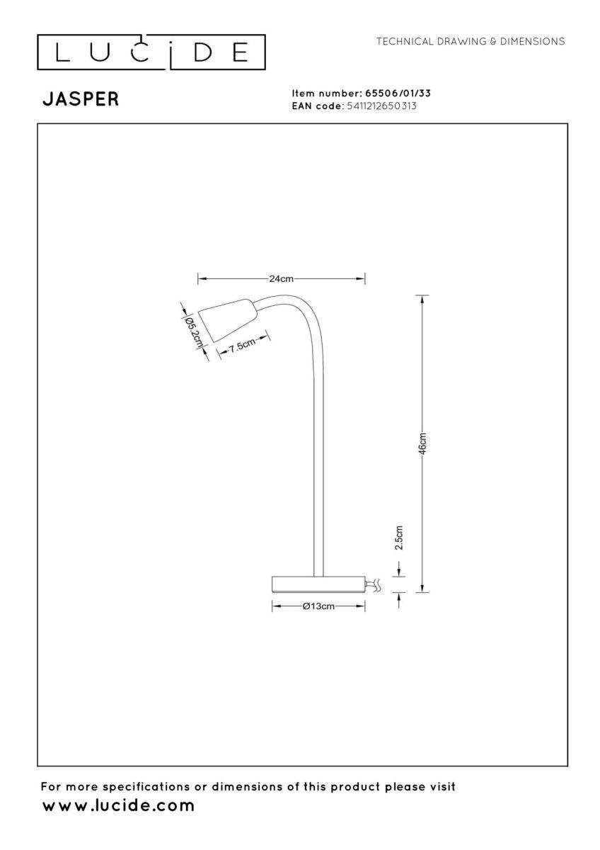Настольная лампа Lucide Jasper 65506/01/33 в Санкт-Петербурге