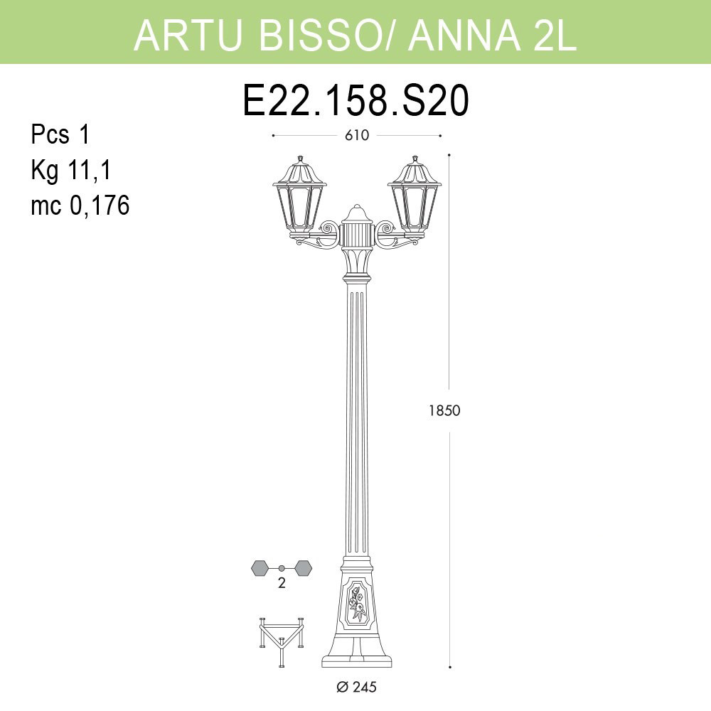 Уличный фонарь Fumagalli Artu Bisso/Anna E22.158.S20.WYF1R в Санкт-Петербурге