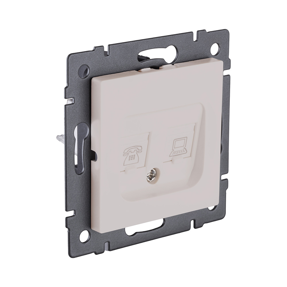 Розетка двойная RJ11 + RJ45 Cat.6, кашемир матовый Kollinger REA-011CM для Aspekt, Eleganz, Reflex в #REGION_NAME_DECLINE_PP#