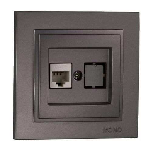 Розетка компьютерная Rj45 Cat6 Mono Electric Despina графит 102-202005-125 в Санкт-Петербурге