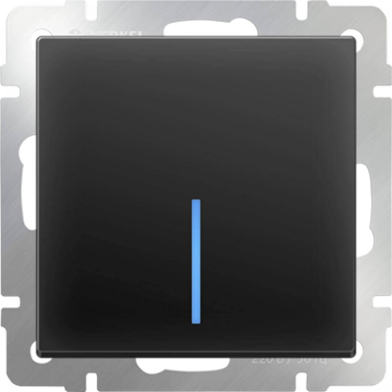 Выключатель одноклавишный с подсветкой Werkel серо-коричневый WL07-SW-1G-LED 4690389086670 в Санкт-Петербурге