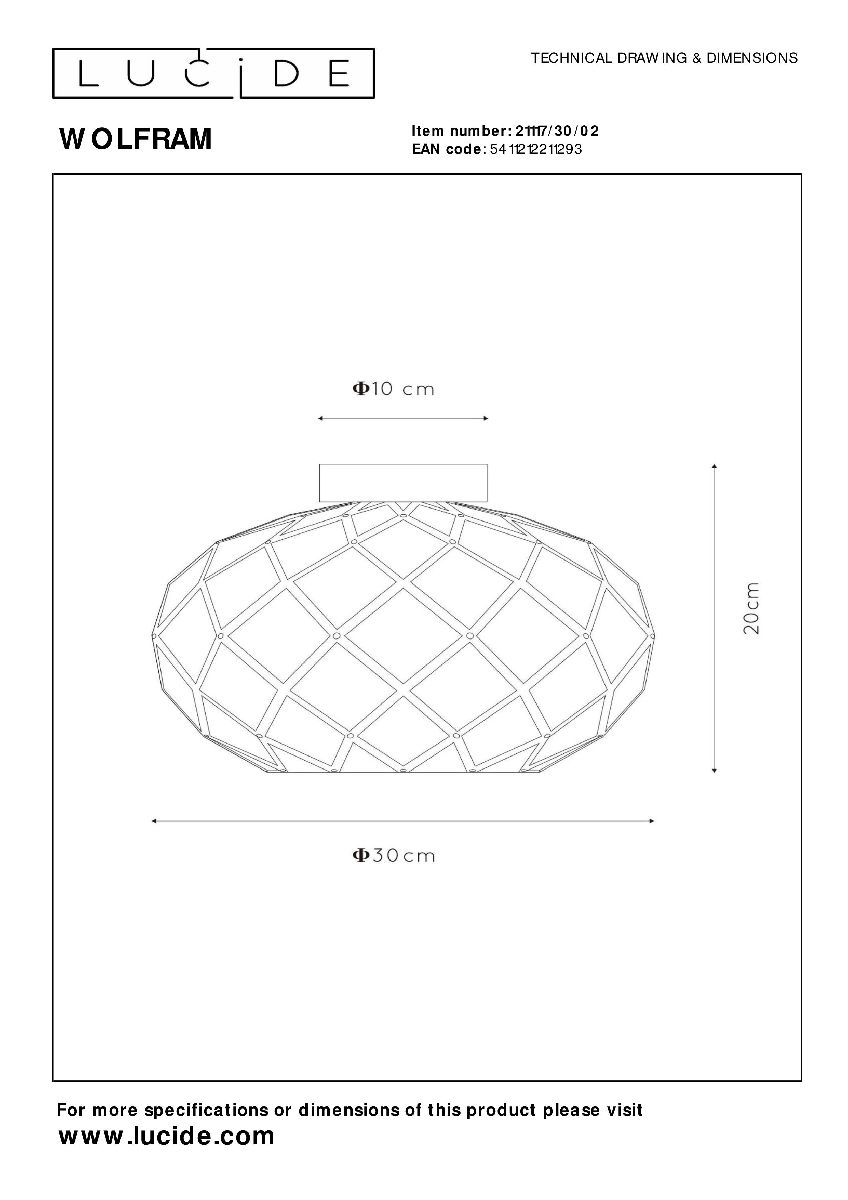 Потолочный светильник Lucide Wolfram 21117/30/02 в Санкт-Петербурге