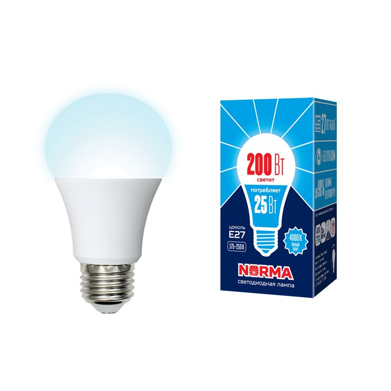 Лампа светодиодная (UL-00004470) Volpe E27 25W 4000K матовая LED-A70-25W/4000K/E27/FR/NR в #REGION_NAME_DECLINE_PP#