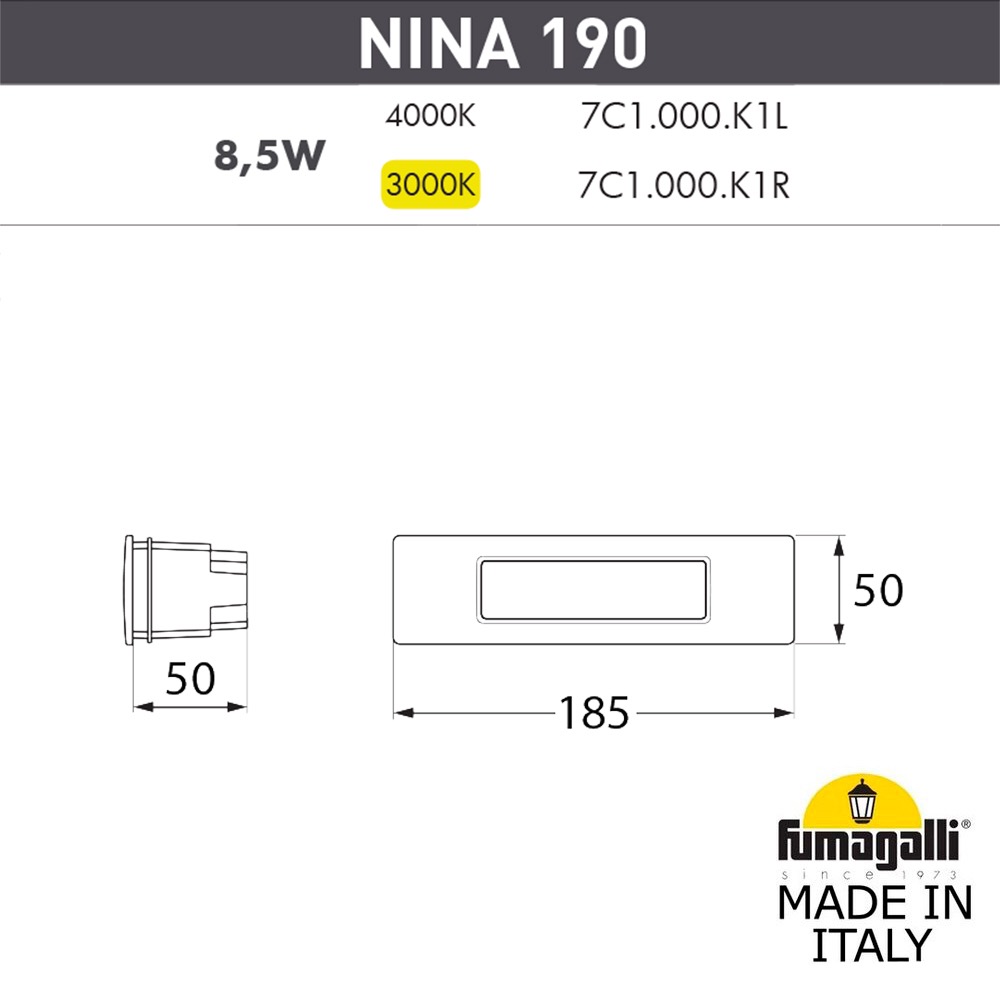 Светильник для подсветки лестниц Fumagalli Nina 7C1.000.000.BYK1L в Санкт-Петербурге