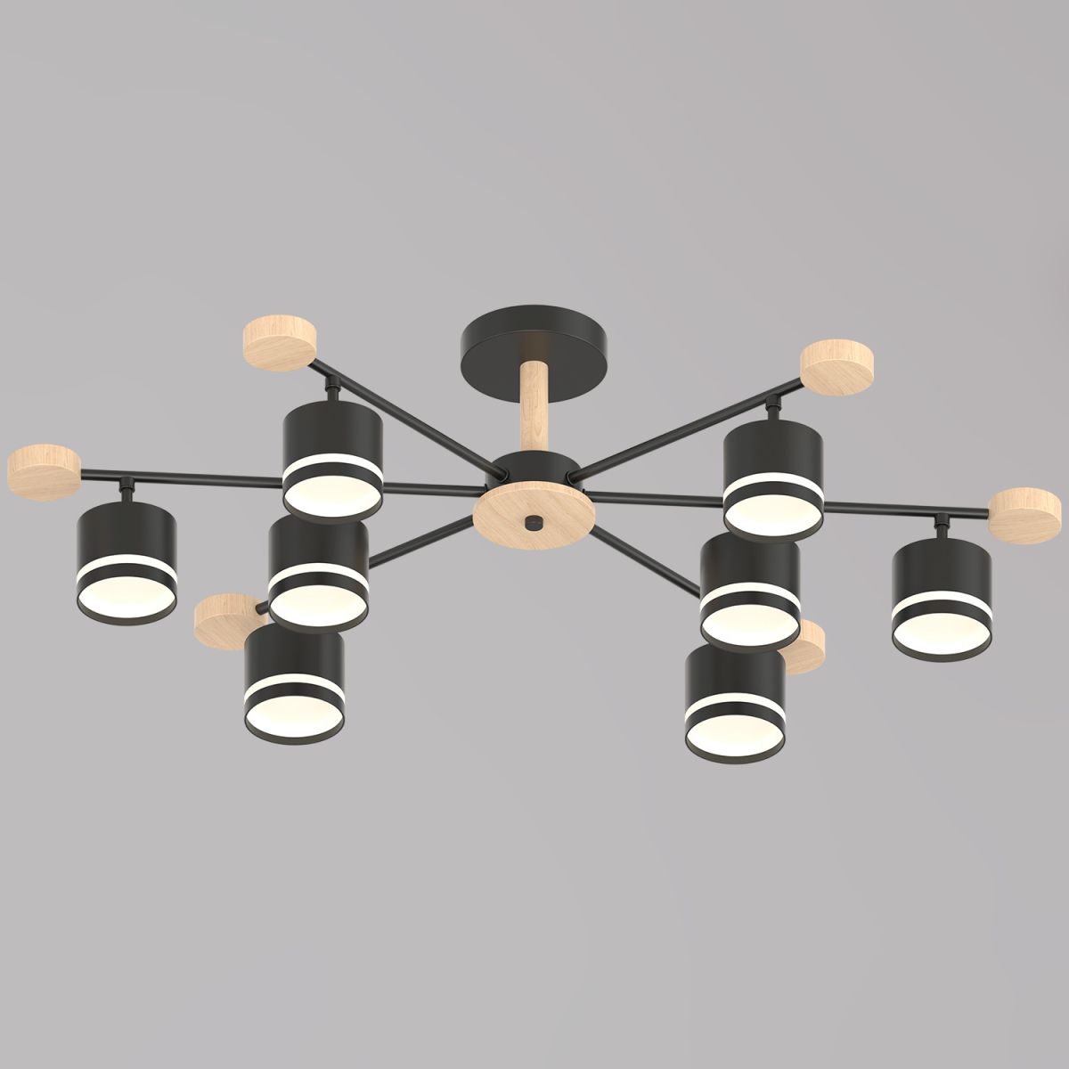 Люстра на штанге Reluce 78730-0.3-08 GX53 BK+WOOD в Санкт-Петербурге