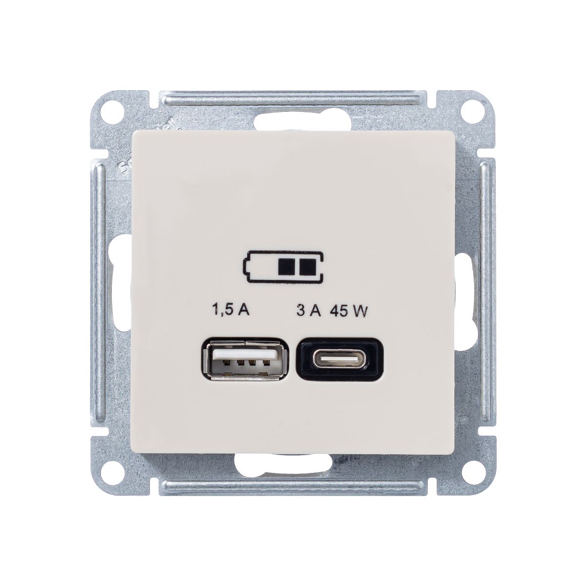 Розетка A + тип-C 45W высокоскор.заряд. QC,PD, мех. Systeme Electric AtlasDesign Беж ATN000229 в Санкт-Петербурге