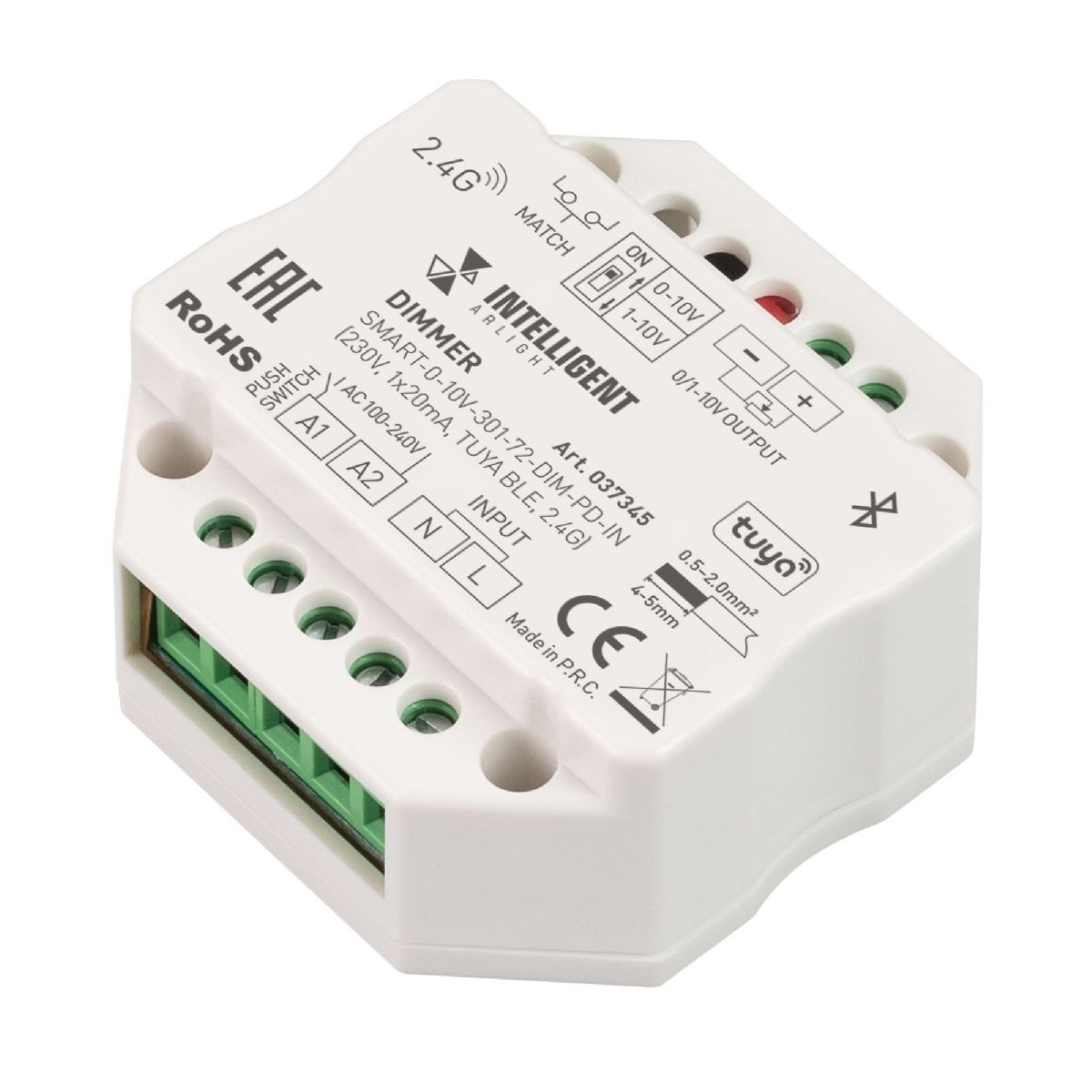 Диммер Arlight SMART-0-10V-301-72-DIM-PD-IN (230V, 1x20mA, TUYA BLE, 2.4G) 037345 в Санкт-Петербурге