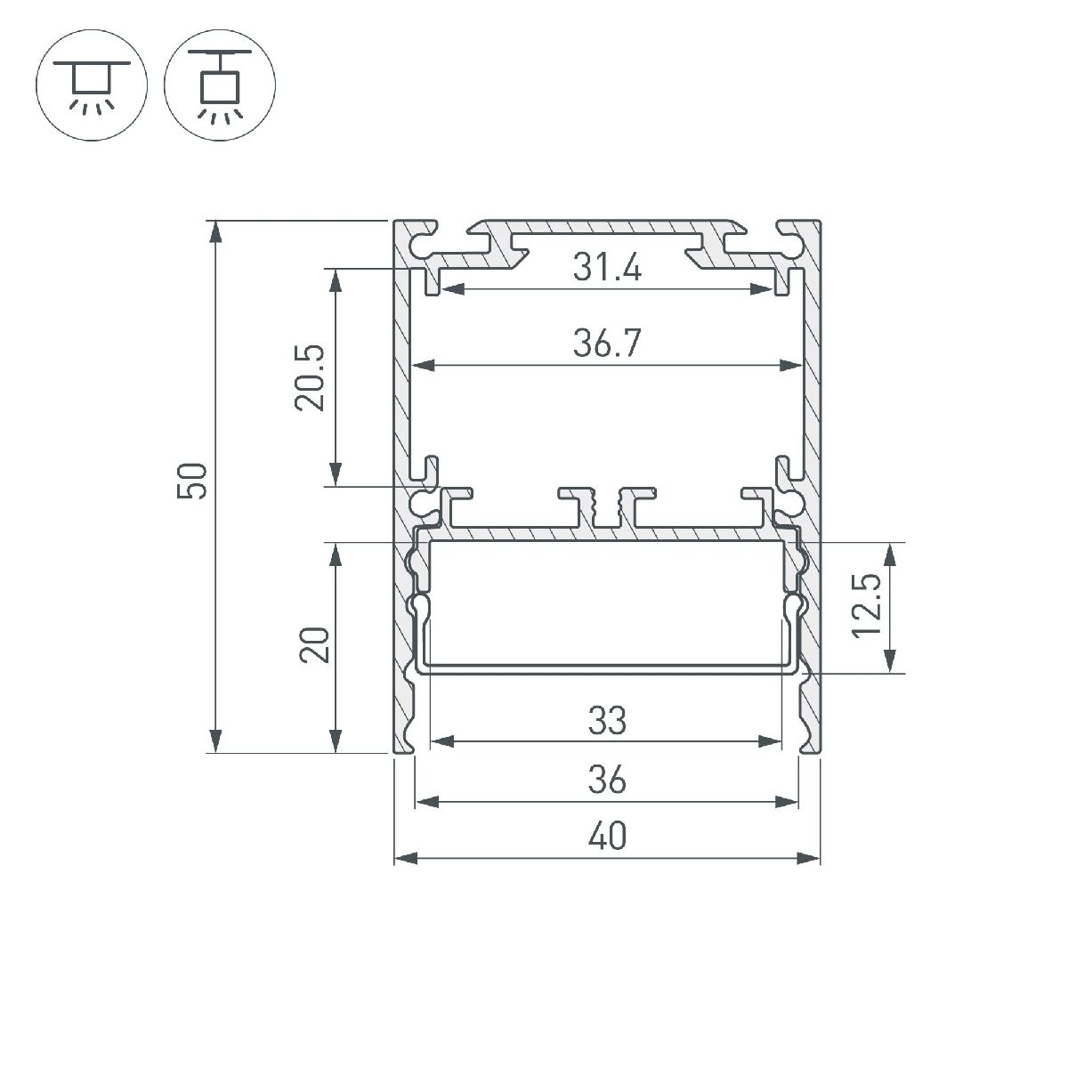 Алюминиевый профиль Arlight SL-LINE-4050-3L-2000 ANOD BLACK 044670 в Санкт-Петербурге