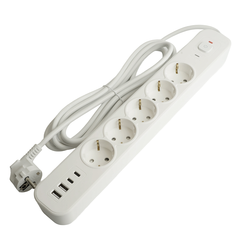 Сетевой фильтр 5-местный с/з и 2 USB-A+2 Type-C 4 Stekker Nova HM21-51-05 50104 в #REGION_NAME_DECLINE_PP#