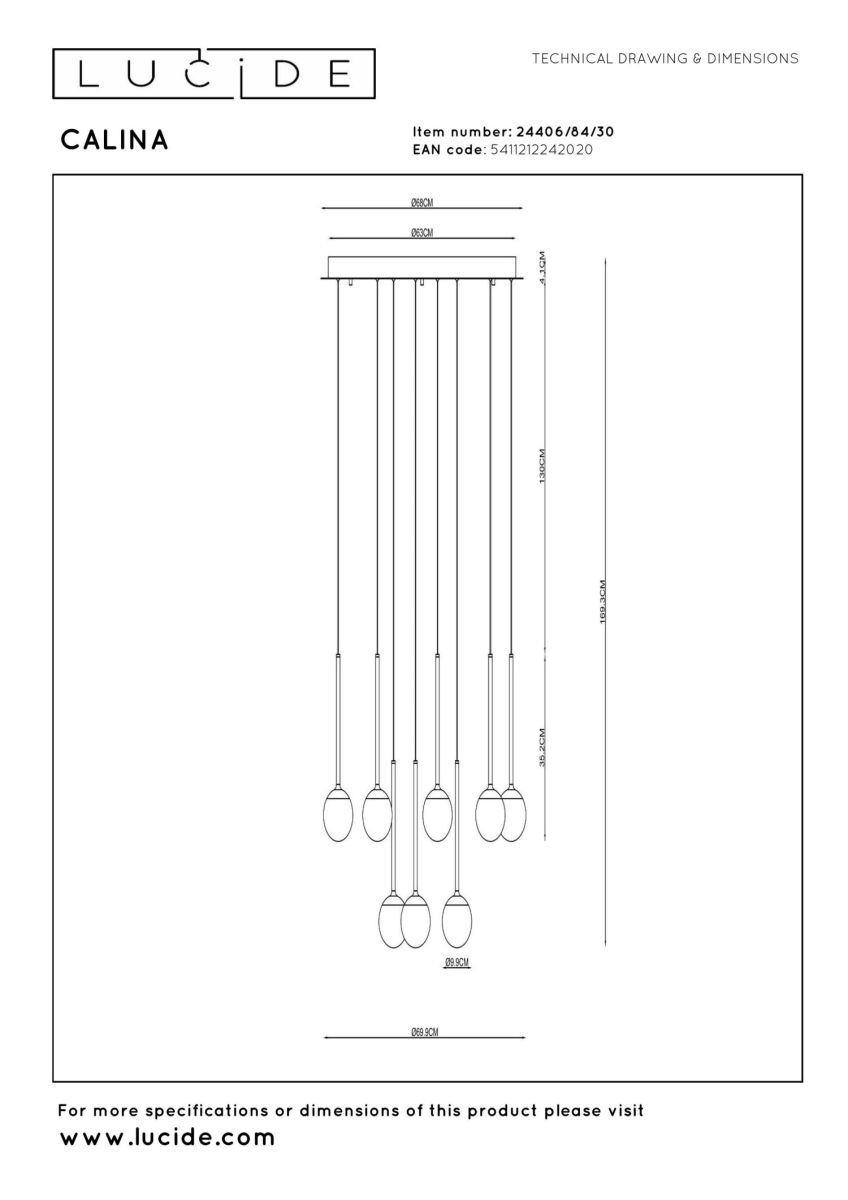 Каскадная люстра Lucide Calina 24406/84/30 в Санкт-Петербурге