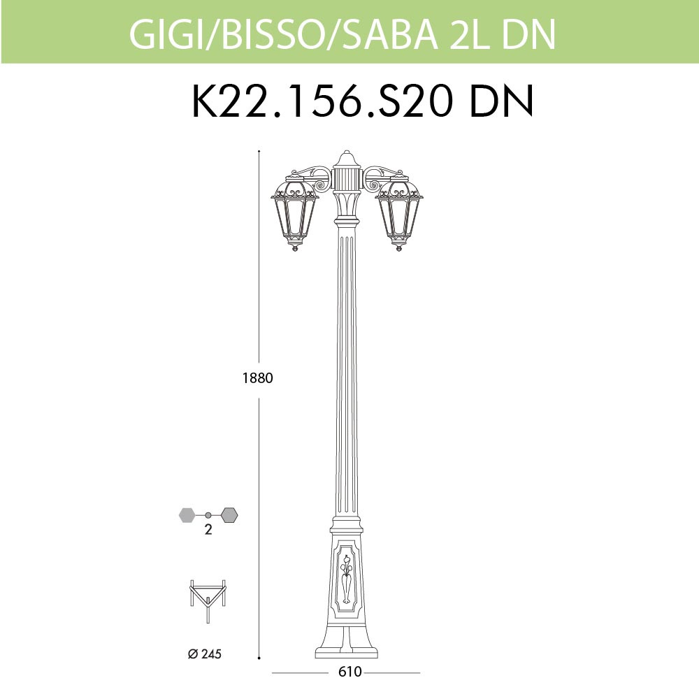 Уличный фонарь Fumagalli Gigi Bisso/Saba 2L Dn K22.156.S20.BYF1RDN в Санкт-Петербурге