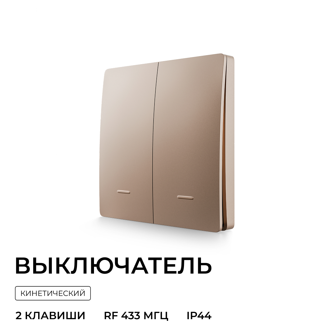 Выключатель кинетический 2кл., IP44, 2,4 ГГц, Smart, беж. Apeyron 04-76 в Санкт-Петербурге