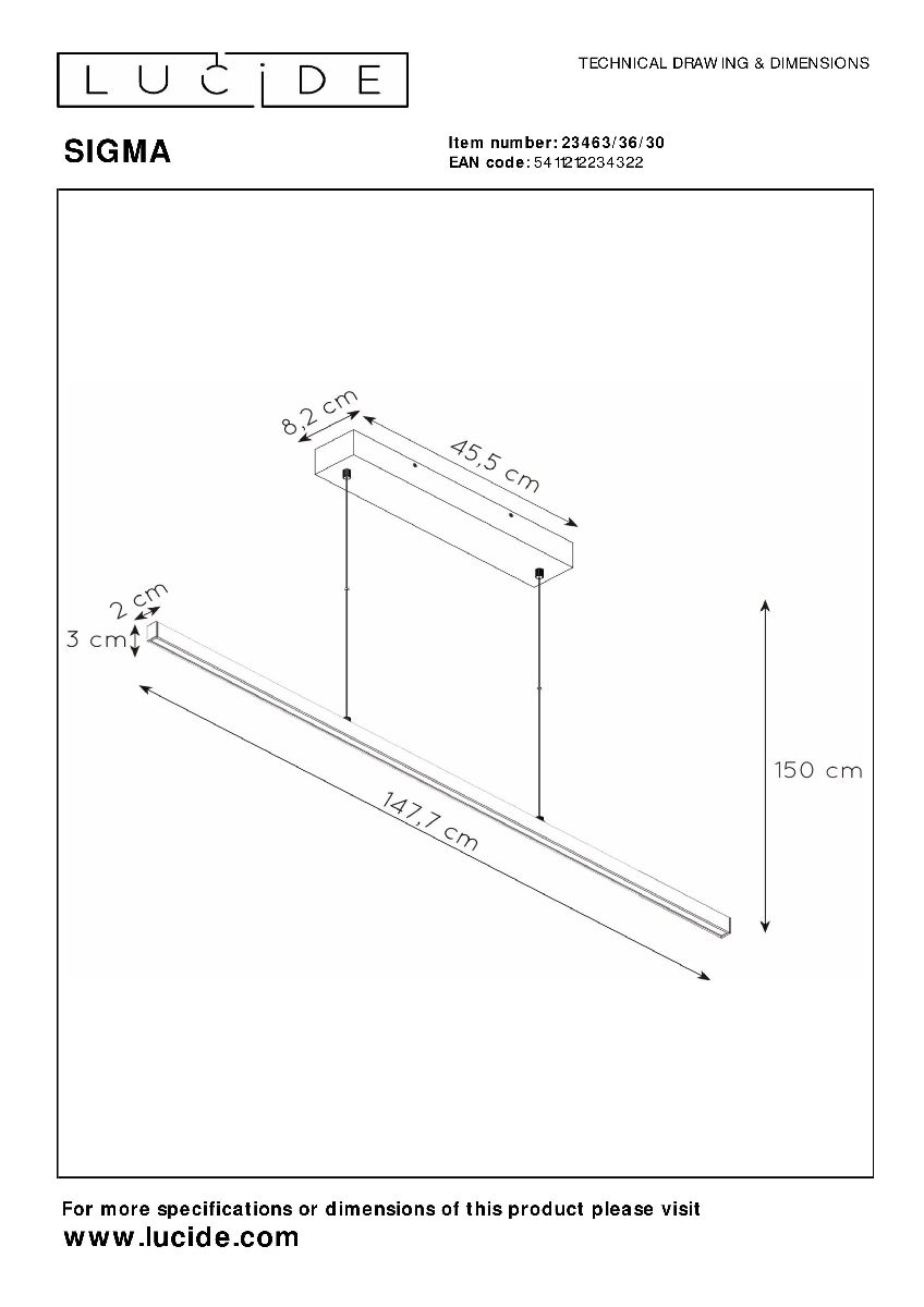 Подвесной светильник Lucide Sigma 23463/36/30 в Санкт-Петербурге