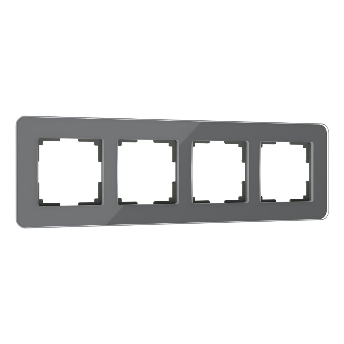 Рамка из стекла на 4 поста Werkel Elite графит 4690389180804 W0042440 в Санкт-Петербурге