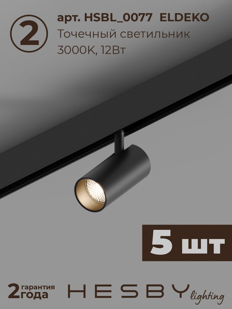 Трековая система со светильниками №3 трехфазная подвесная Eldeko (48В, форма - прямая, 2м, 3000K) черная Hesby Lighting HSBL_kompl_E003_PI2B3K в #REGION_NAME_DECLINE_PP#