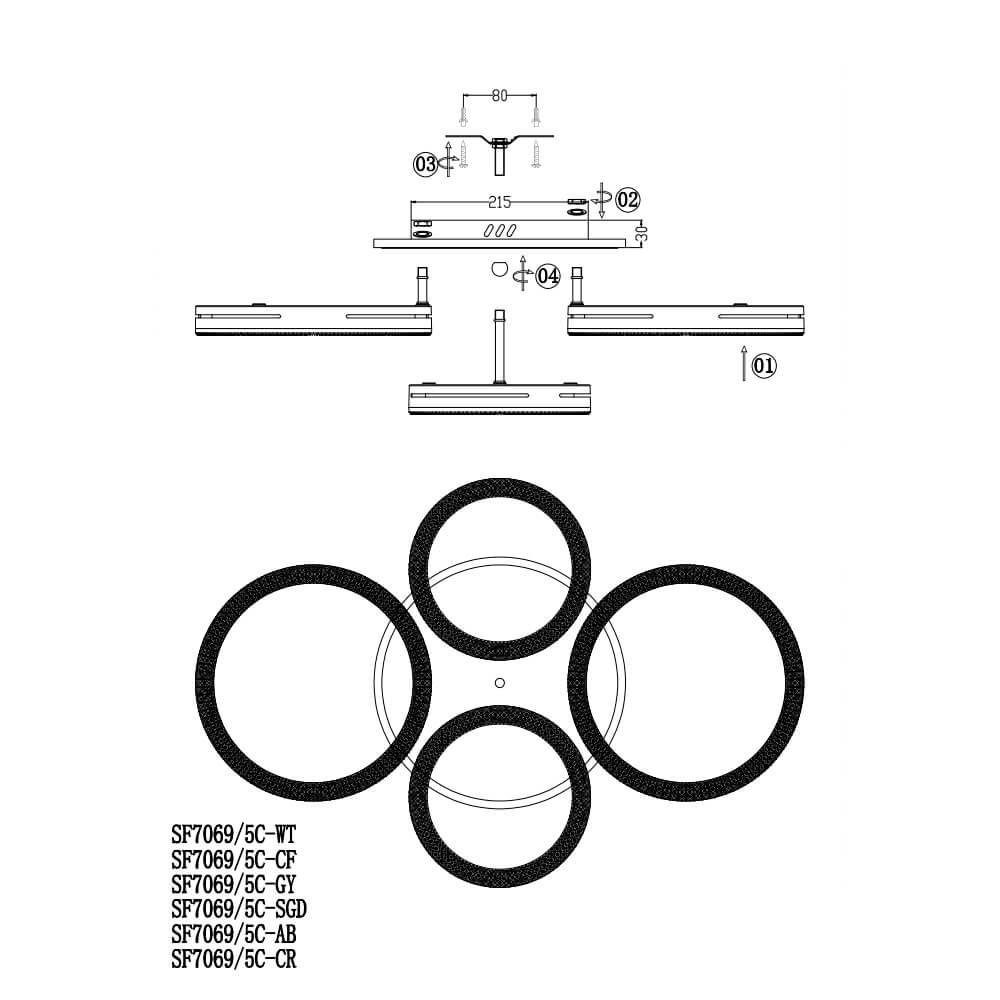 Потолочная люстра Seven Fires Loyano SF7069/5C-WT-BL в Санкт-Петербурге