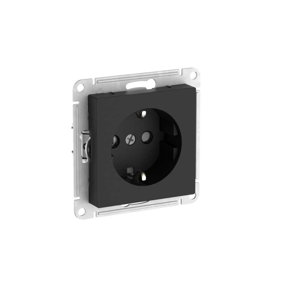 Розетка с заземлением со шторками, 16А, мех., быстрозажим. Клем Systeme Electric AtlasDesign Карбон ATN001045S в Санкт-Петербурге