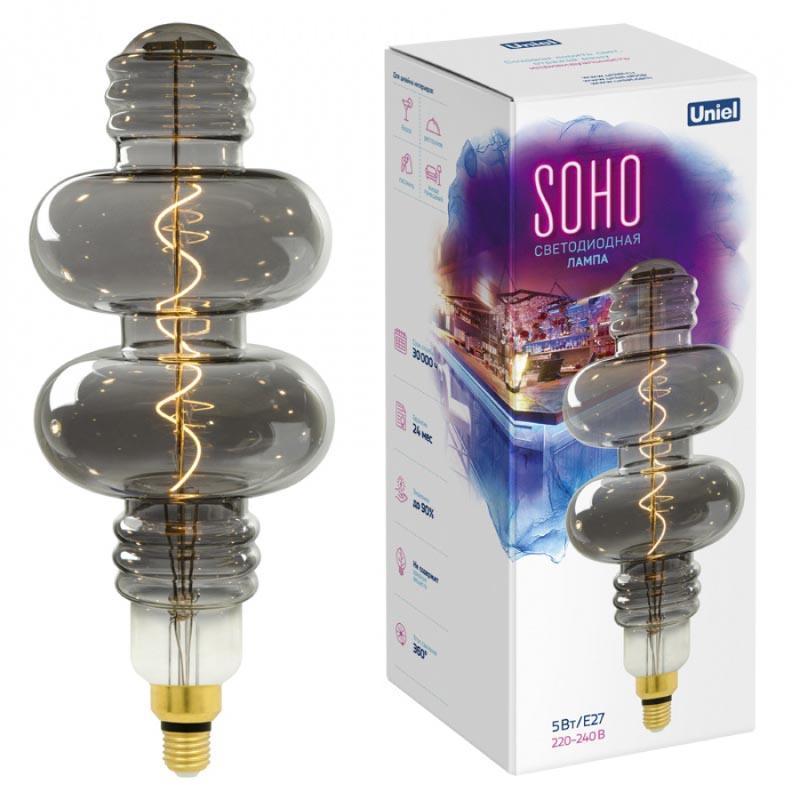 Лампа светодиодная филаментная (UL-00005922) Uniel E27 5W 2250K серая LED-SF42-5W/Soho/E27/CW Chrome/Smoke GLS77CR в #REGION_NAME_DECLINE_PP#