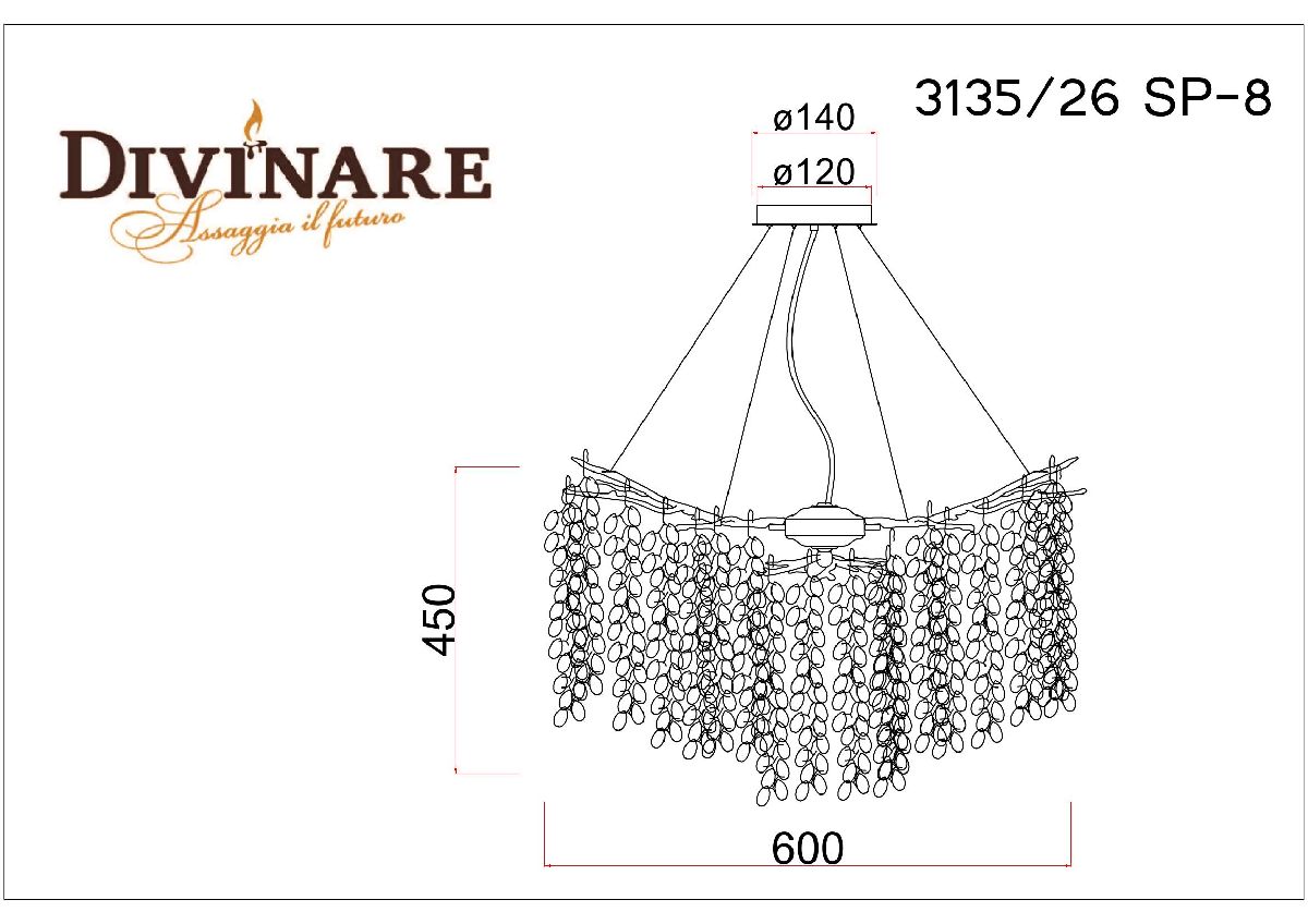 Подвесная люстра Divinare Salice 3135/26 SP-8 в Санкт-Петербурге