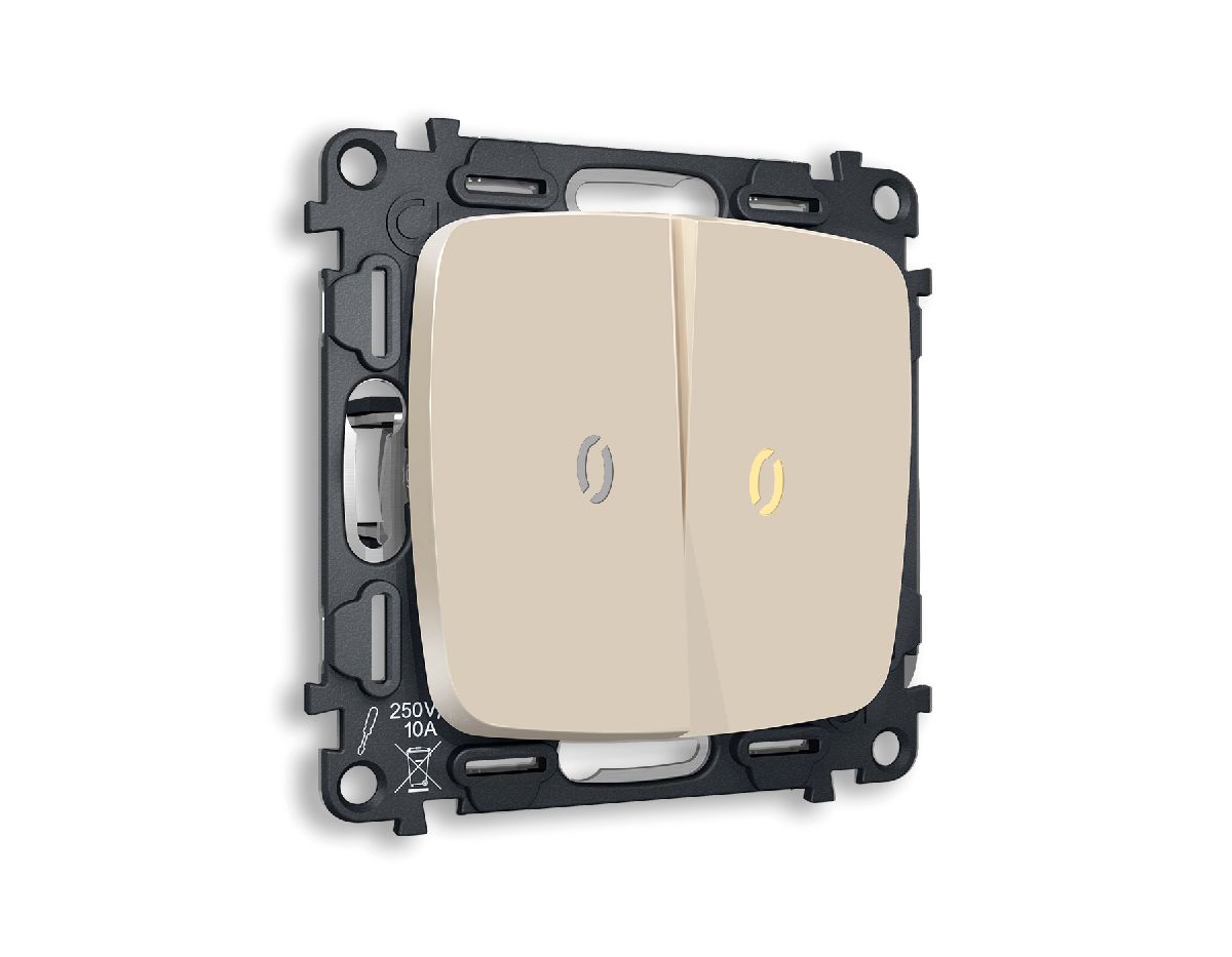 Комплект механизма 2-кл выключателя с подсветкой Ambrella Volt Omega MO324010 в Санкт-Петербурге