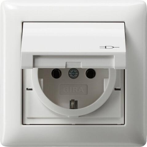Розетка Gira Standard 55 Schuko с/з с крышкой 16A 250V безвинтовой зажим чисто-белый глянцевый 115703 в Санкт-Петербурге