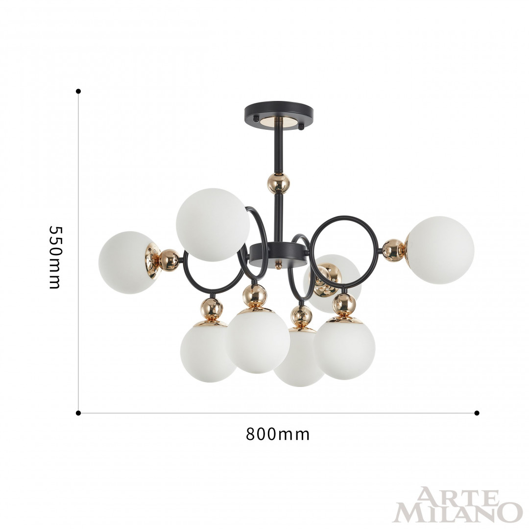 Потолочная люстра Arte Milano Neapolis 274307/8 BK/GD в #REGION_NAME_DECLINE_PP#