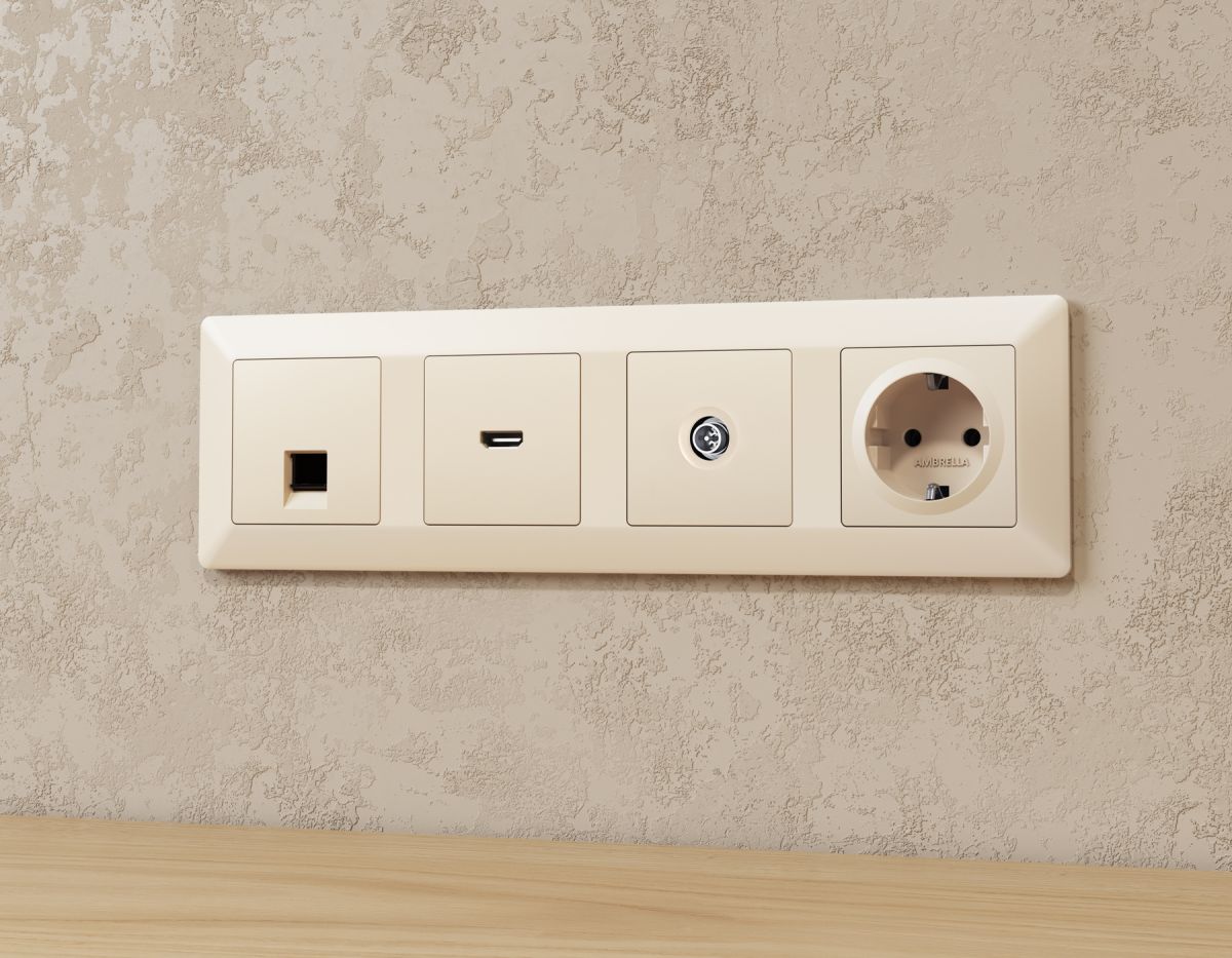 Комплект механизма TV розетки оконечной экранированной 5-1000MHz 3dB Alfa Бежевый матовый Quant Ambrella Volt MA333005 (AP3330, VM199) в #REGION_NAME_DECLINE_PP#