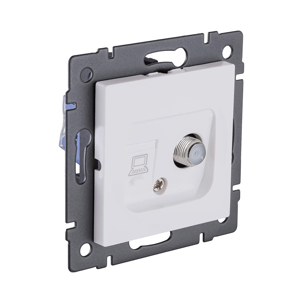 Розетка двойная спутниковая SAT + RJ45 Cat.6, белый матовый Kollinger REA-014WM для Aspekt, Eleganz, Reflex в #REGION_NAME_DECLINE_PP#