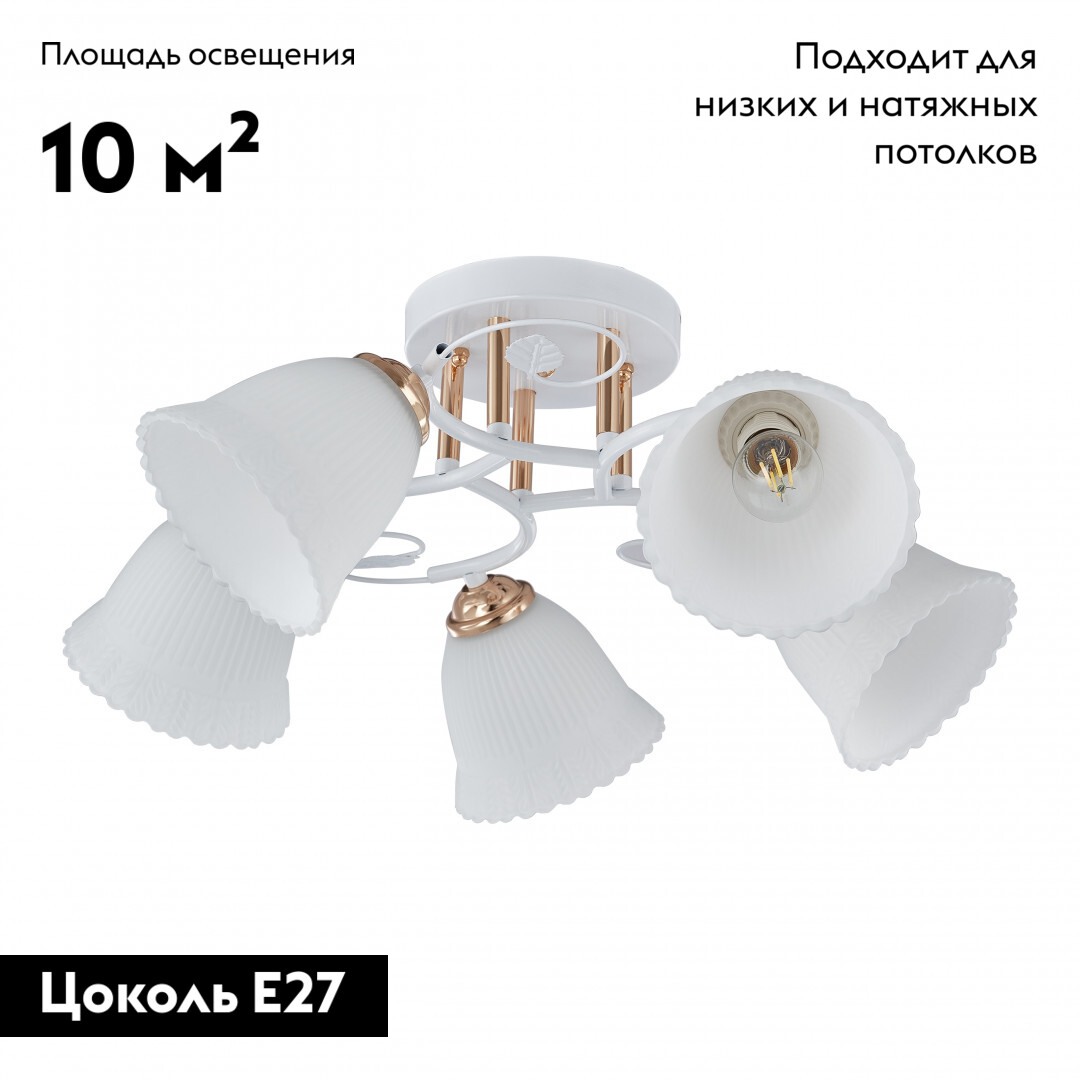 Потолочная люстра Arte Milano Amalfi 325395/5A WH+FG в Санкт-Петербурге