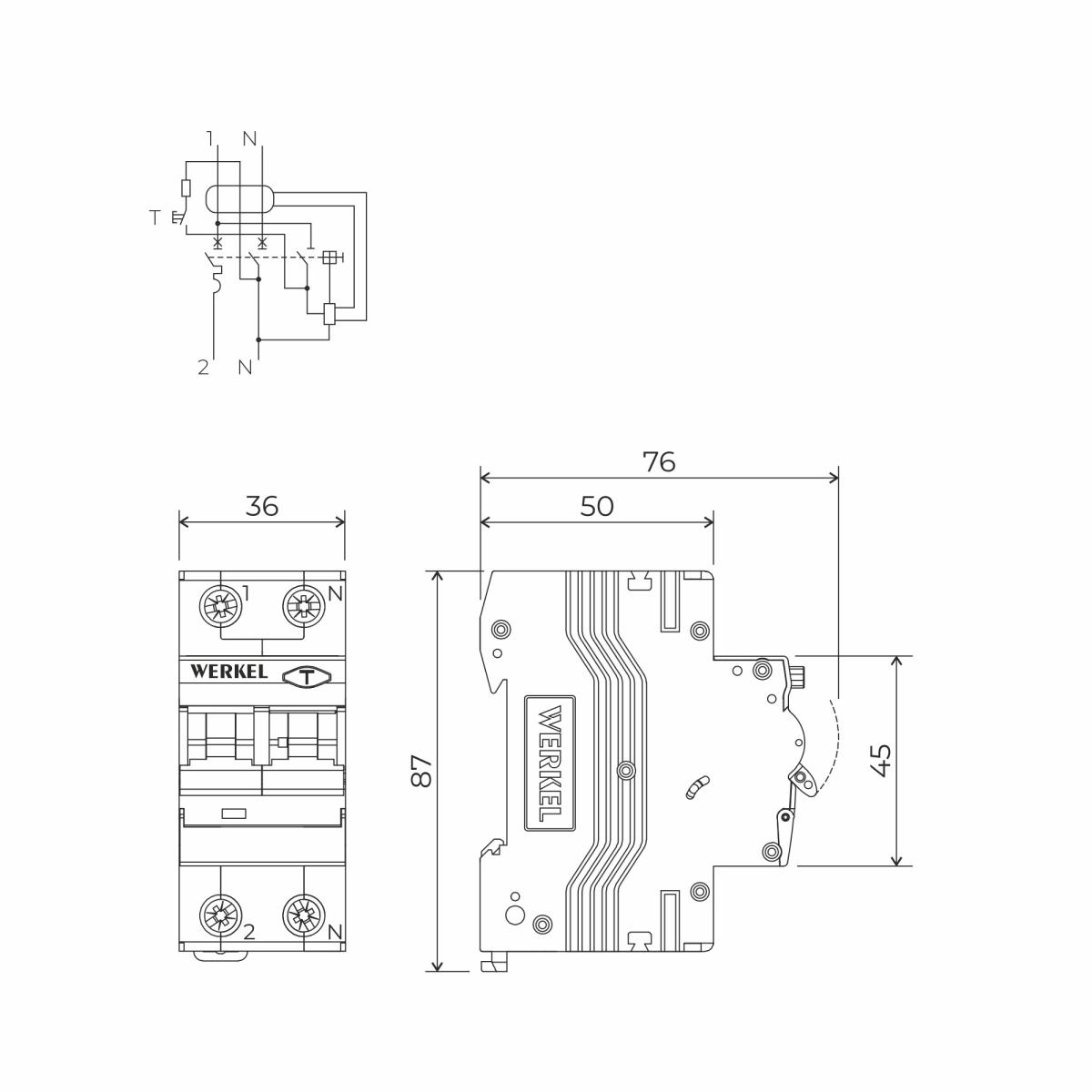 Дифференциальный автомат 1P+N 32 A 30 mА 6 kА C А Werkel W922P326 4690389193262 a062571 в Санкт-Петербурге