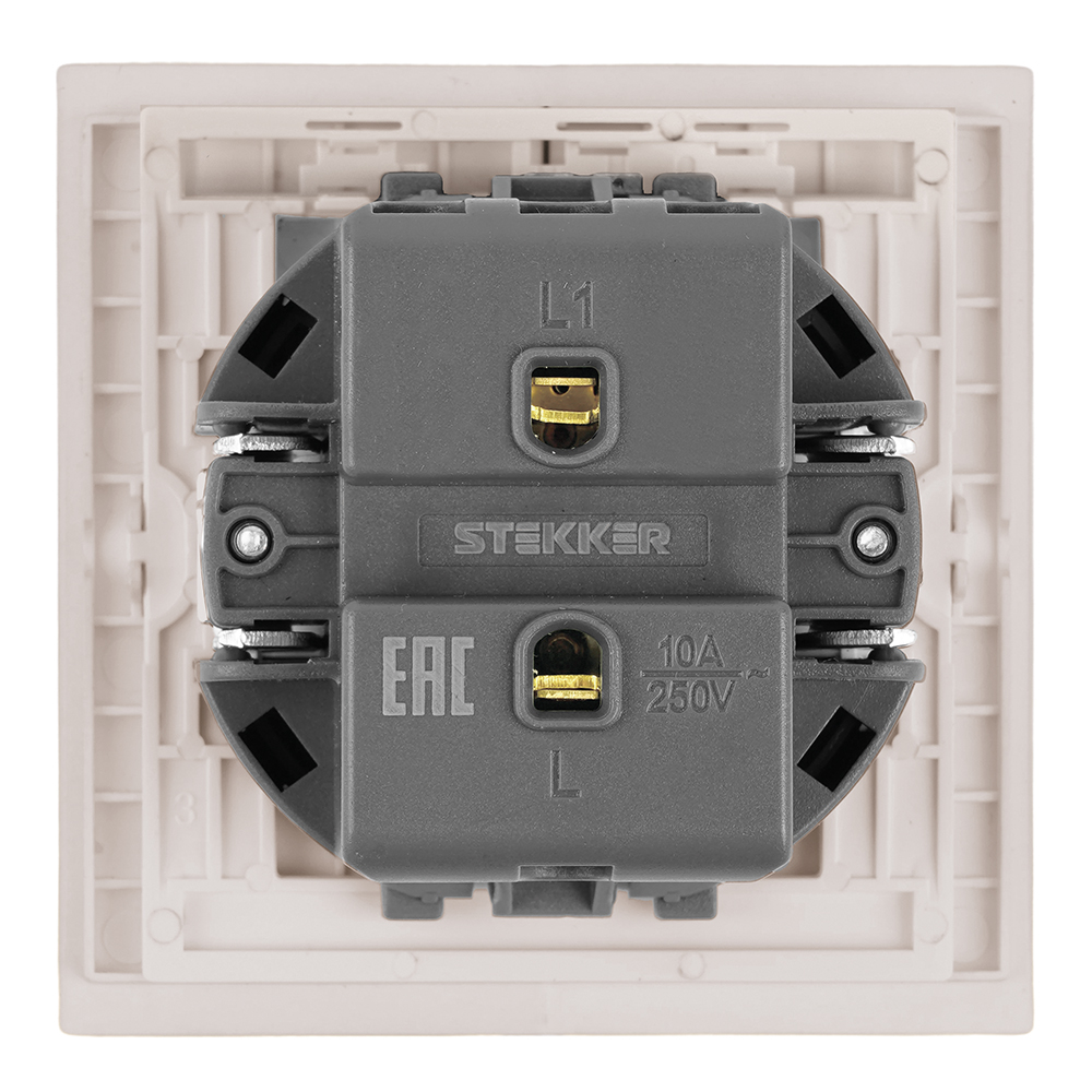 Выключатель 1-клавишный самовозвратный (механизм) Stekker Мия 250В 10А RSW10-3112-08 пудровый жемчуг 50573 в Санкт-Петербурге