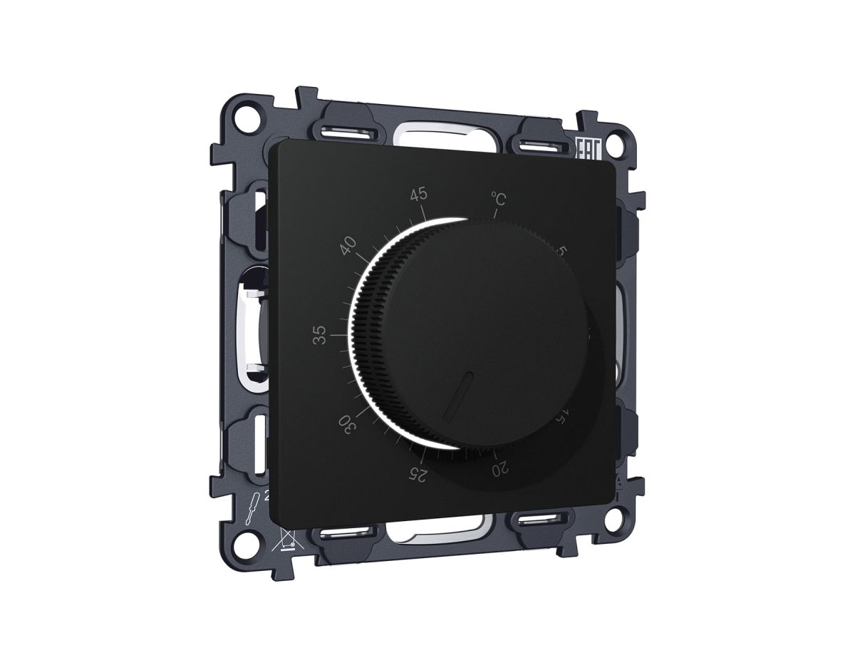 Комплект механизма терморегулятора с датчиком для теплого пола с подсветкой 16A-250V Alfa Черный матовый Quant Ambrella Volt MA805710 (AP8057, VM1381) в Санкт-Петербурге