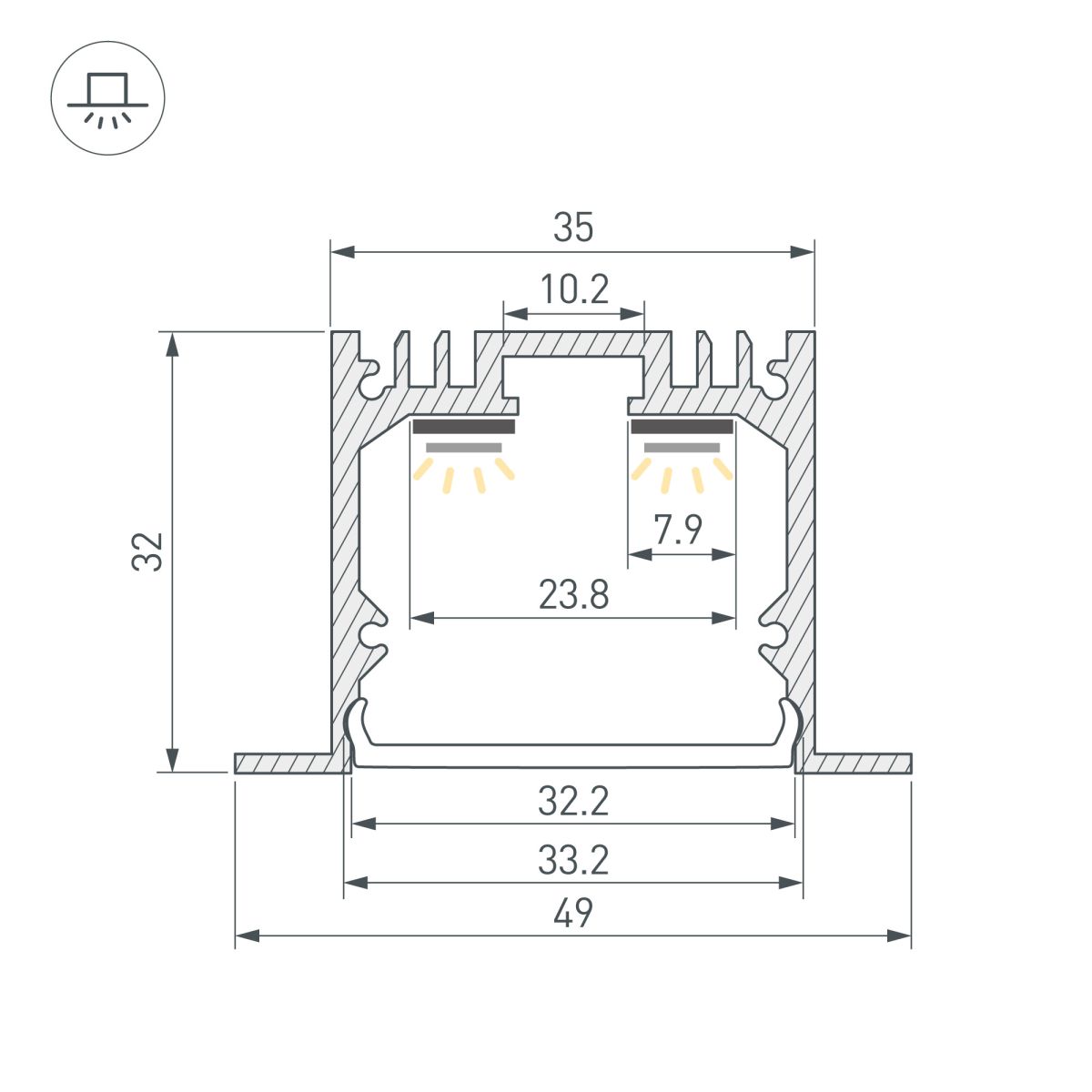 Профиль Arlight SL-LINIA49-F-2000 ANOD (BY) (Алюминий) 059797 в Санкт-Петербурге