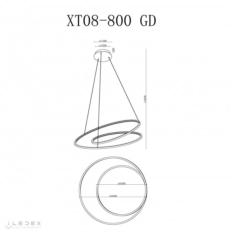 Подвесная люстра iLedex Axis XT08-D800 GD в Санкт-Петербурге