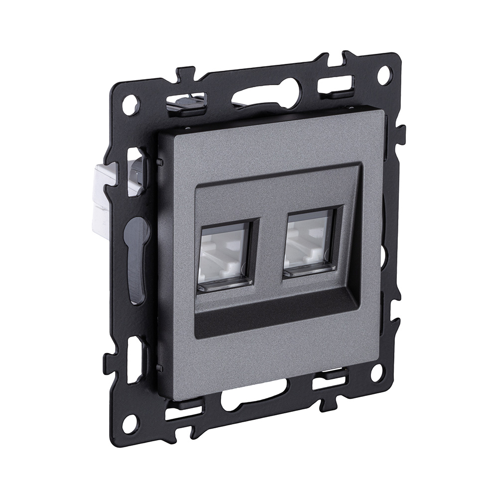 Розетка двойная Ethernet RJ45 Cat.6, серый Kollinger Asthetik AS-018GY в #REGION_NAME_DECLINE_PP#