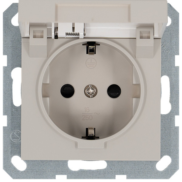 Розетка SHUKO с крышкой и защитными шторками 16A 250V 2P+T, цвет Тауп Jasmart G5505T в Санкт-Петербурге