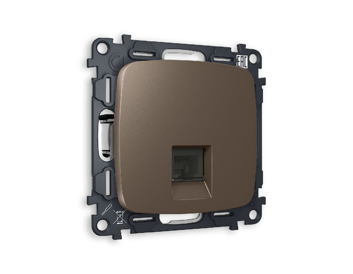 Комплект механизма телефонной розетки RJ-11(4P4C) со шторкой Ambrella Volt Omega MO642030 в Санкт-Петербурге