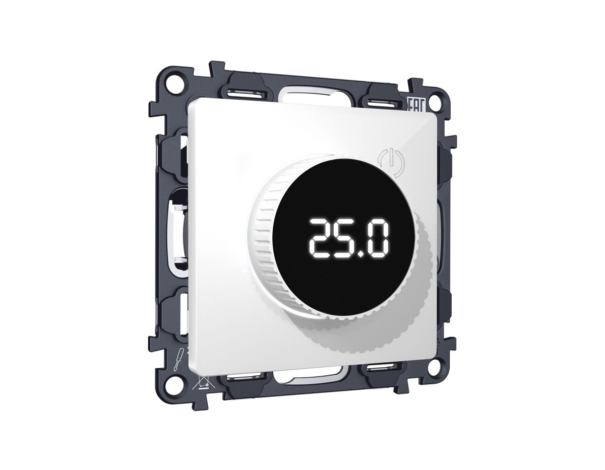 Комплект механизма терморегулятора теплого пола с цифровым дисплеем с подсветкой 16A-250V Alfa Белый глянец Quant Ambrella Volt MA105810 (AP1058, VM1385) в Санкт-Петербурге
