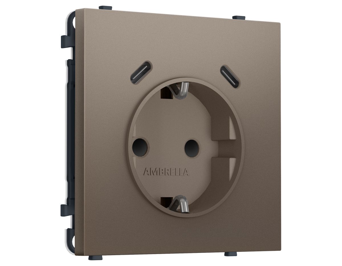 Комплект механизма электрической розетки SIGMA Темная бронза матовый 2USB С+C 20W Ambrella Volt MS640510 (SP6405, PR165) в #REGION_NAME_DECLINE_PP#
