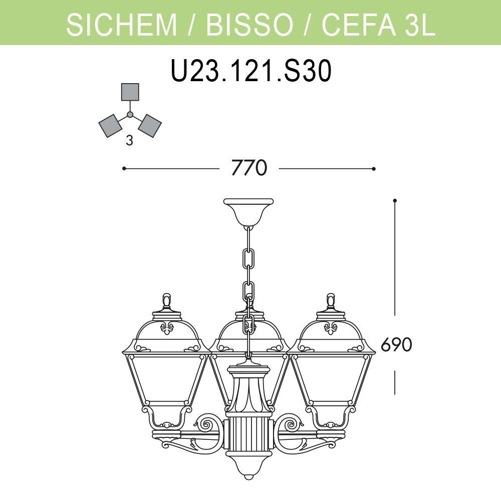 Уличный подвесной светильник Fumagalli Sichem/Cefa 3L U23.120.S30.BXF1R в Санкт-Петербурге